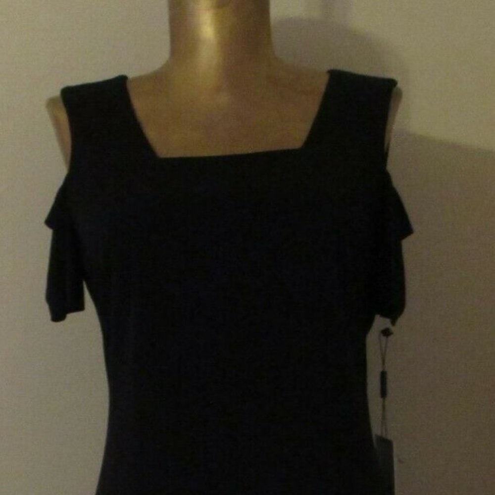 CALVIN KLEIN BLACK SHORT SLEEVE SHEATH DRESS 4 NWT